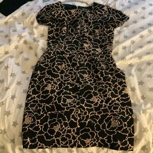 Club Monaco Black and Cream Floral Mini Dress